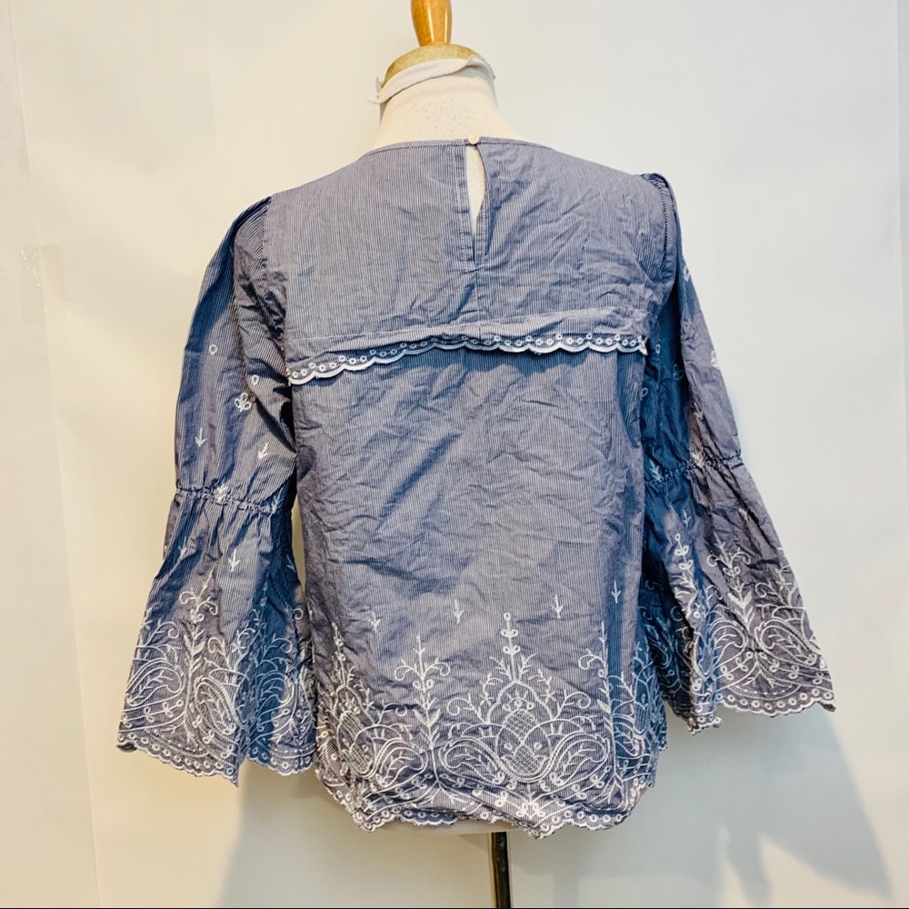 J. CREW Embroidered Bell Sleeve Poplin Shirt - Picture 8 of 11